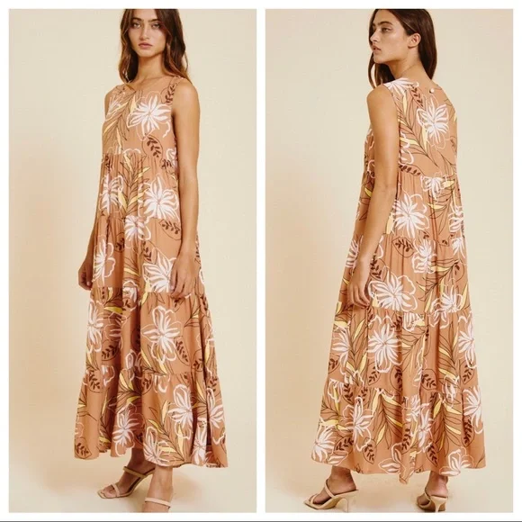 25 Most Beautiful Tiered Sleeveless Floral Print Maxi Dress - Picture 2 of 5